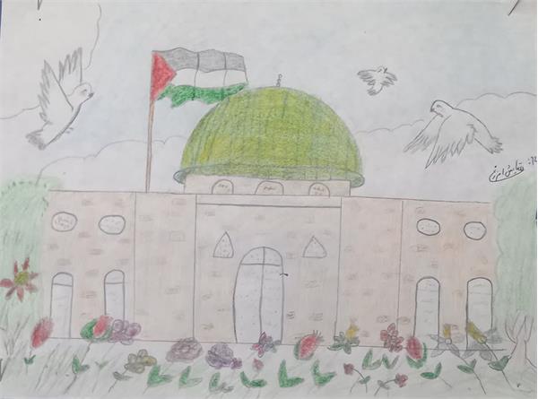 آثار دانش آموزان مدرسه بشارت شهرستان حمیدیه با موضوع فلسطین