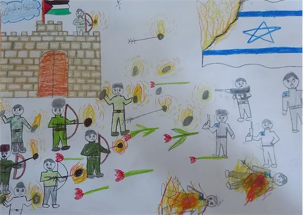 آثار دانش آموزان مدرسه بشارت شهرستان حمیدیه با موضوع فلسطین