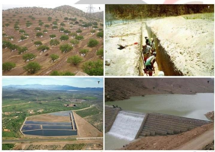 برخی از انواع طرح‌های آبخیزداری برای مناطق بالادست، قابل ‌استفاده برای مناطق با شرایط اقلیمی متفاوت