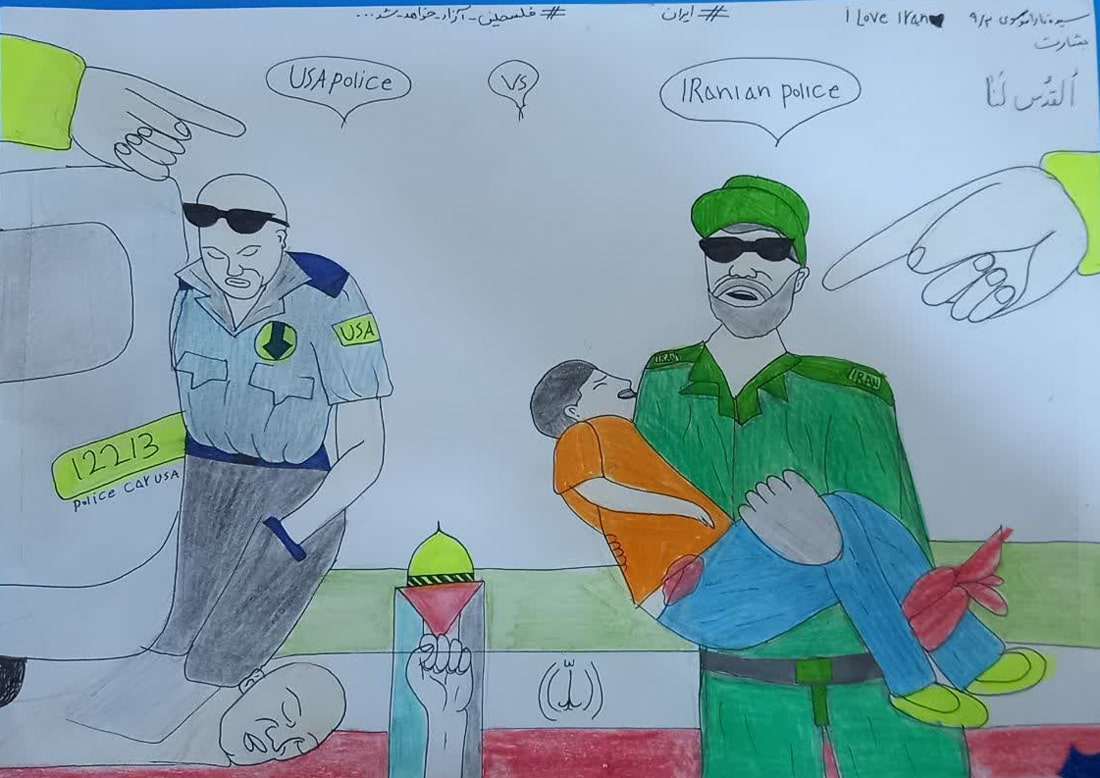 آثار دانش آموزان مدرسه بشارت شهرستان حمیدیه با موضوع فلسطین